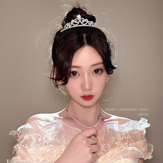 Bridal Crown Headdress New Wedding Dress Accessories Eighteenth Birthday Wedding Crown Headband Hair Accessories Silver Sapphire Crystal