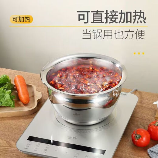 Food grade stainless steel oil basin with lid, household kitchen oil cylinder, commercial lard seasoning basin, oil drum basin set basin, 22cm deep drum type oil basin with lid, set