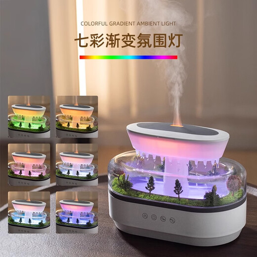 South Sandwich Aromatherapy Machine Automatic Scent Sprayer White Noise Humidifier Desktop Micro Landscape Home Bedroom Silent Colorful Ambient Light Large Fog White Noise Aromatherapy Humidifier Simulated Raindrops + Micro Landscape Silent + Z5 Bottle Essence