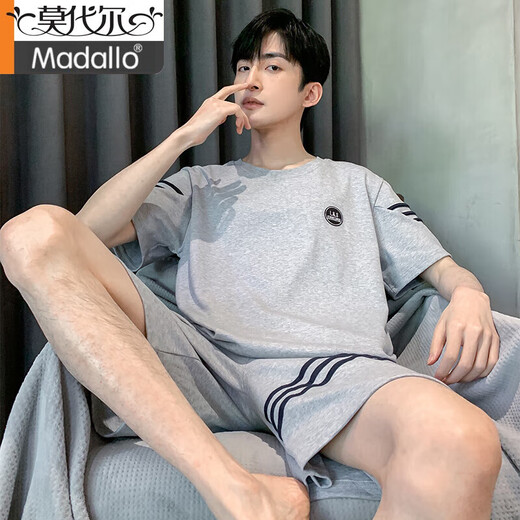 莫代尔2025新款夏天条纹睡衣男士夏季青少年短袖男生纯棉家居服男款大码 HDE-9928 4XL
