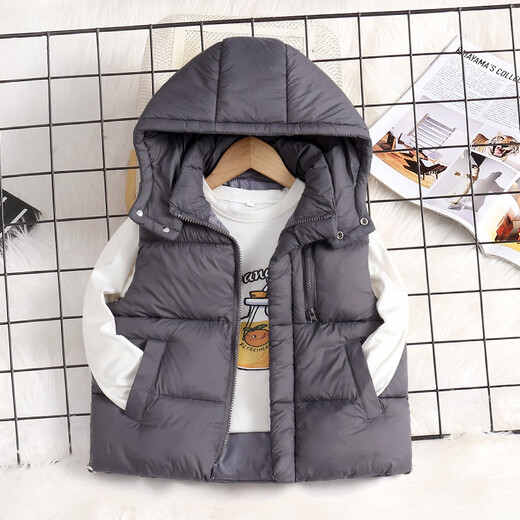 G.DUCKKIDS children's vest boys autumn and winter new down cotton thickened hooded vest vest girls medium and large children's cotton jacket hot sale black 150 height 140-150cm age 9-10 years old