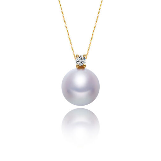 18k gold princess natural seawater single pearl pendant perfect round akoya pearl necklace 2 18k-gold freshwater pearl 9-9 points 5mm