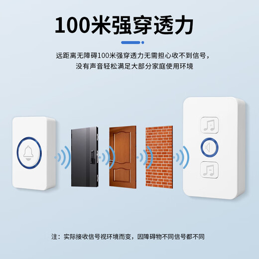 Doorbell wireless line home one-to-three long-distance wall-penetrating electronic pager for the elderly smart remote control Ding Dong Ling waterproof battery model white three-to-one (three presses, one ring)