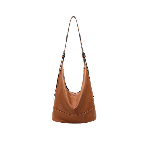 DAOR grid series collapsible bag vegetable tanned sheepskin double-ear bucket bag women's large capacity commuter shoulder crossbody bag caramel color