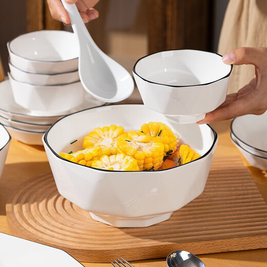 钻石黑线餐具碗盘套装家用餐具简约釉下彩套装乔迁新居餐具 7英寸盘1只【钻石黑线】 无规格