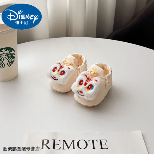 Disney Baby chaussures pour bébé printemps et automne chaussures en coton à semelles souples chaussures pour tout-petits en coton 0-12 bébés hommes et femmes chaussures et chaussettes antidérapantes pour nouveau-nés antidérapants Lion d'éveil blanc (chaussures Little Bear Mi Nuo) 11 S Longueur intérieure 11 cm Recommandé 0-6 mois
