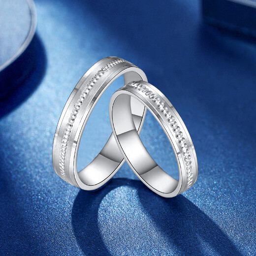 Wanfu Long Yuan Man Sheng pt950 couple ring genuine platinum engagement ring for men and women birthday gift 2025 new model No. 20-3.88g