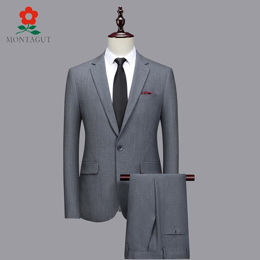 Montagut middle-aged men's suit three-piece suit business casual groomsmen suit groom wedding dress suit jacket 2803 navy two-piece suit two-button double-open M 170 suitable for 100-115 Jin Jin equals 0.5 kg