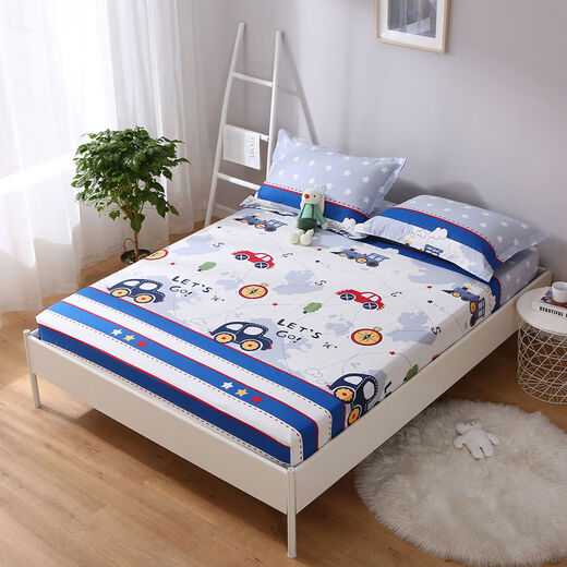 Customized children's pure cotton bed sheet single piece cartoon baby bed cover cotton non-slip thin mattress cover Simmons protective cover Lan Auto 60x120x5cm reserved for shrinkage