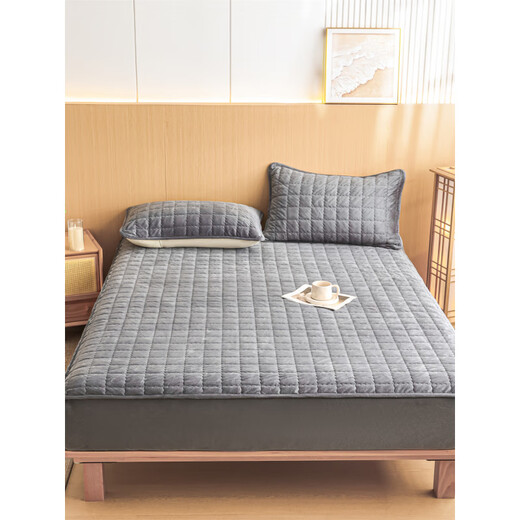 Mengjie Home Textiles 2025 New Winter Class A Baby Velvet Quilted Sheet Baby Velvet Sheet Three-piece Set Milk Velvet Bed Starry Sky Gray Single Sheet 90cm*200cm