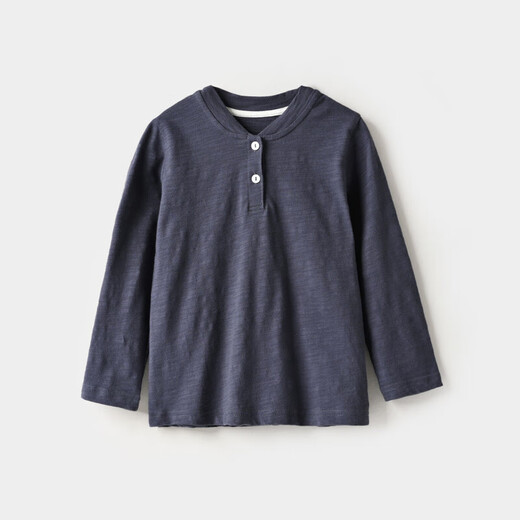 Children's bamboo cotton long-sleeved T-shirt, boys and girls base shirt, Henry collar autumn coat, medium and large children, spring style, children's clothing T1507 white bamboo cotton T-shirt, one size fits all 110cm, suitable for heights of about 100cm