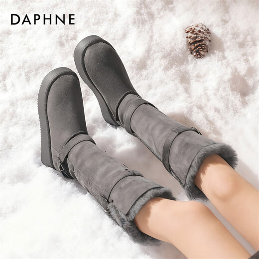 Daphne thick-soled snow boots winter velvet thickened long high cotton boots gray 38