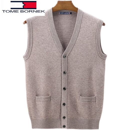 TOME BORNEK Tommy Tommy 100% wool sweater cardigan vest casual solid color V-neck knitted vest sleeveless knitted vest navy S 165