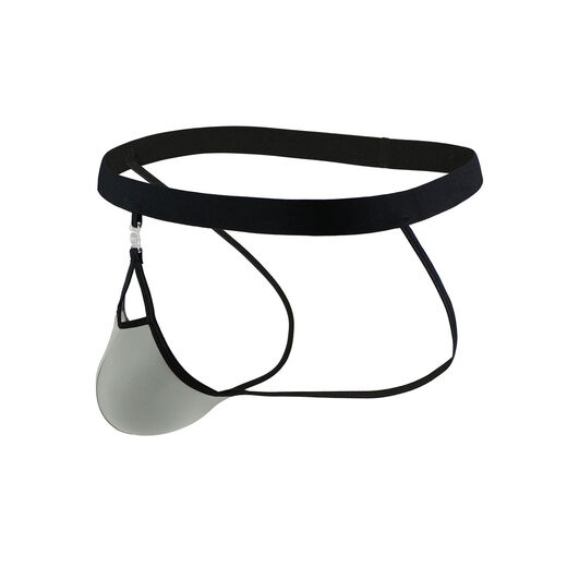 Men's ice silk thongs, silky, translucent, removable convex pouches, thin straps, highly elastic hip-revealing double thongs, sexy, black straps, rose red pouches, L waist 80-87cm