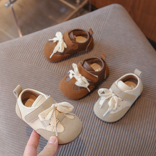 Terranis' same-quality autumn baby toddler shoes for girls aged 0 to 1-2 years old, Birkenstock shoes, sports moral training shoes, non-slip soft soles, beige 17, inner length 12.5cm