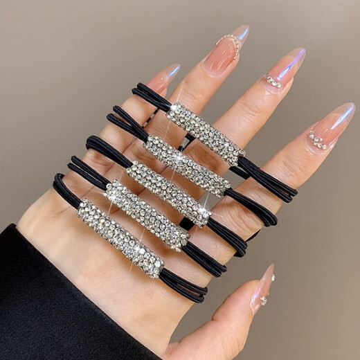 Rhinestone high-looking headband for women, 2025 new style ponytail hairband, crystal half-tied hair rubber band headwear, headband, rhinestone white, 5 pieces