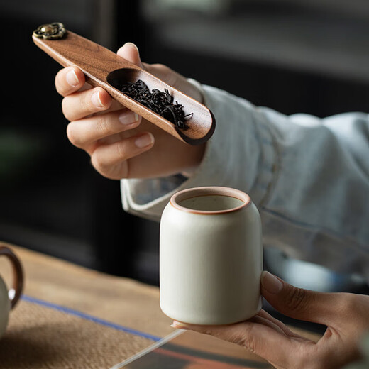 Xi Yuanji walnut tea spoon and tea shovel solid wood tea set Liujunzi walnut Ruyi tea spoon
