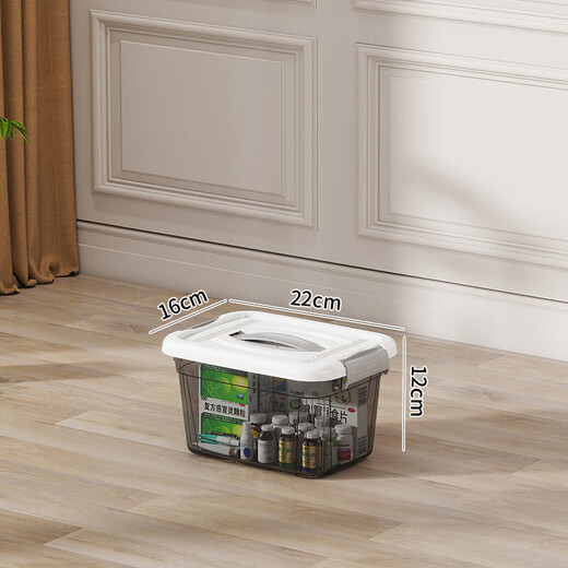 Portable storage box with lid storage box thickened plastic organizer car household toy storage box turnover box transparent black mini 22*16*12cm