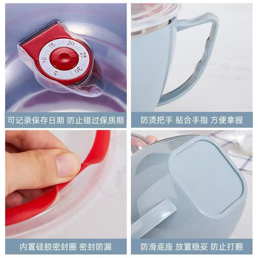 Korean and Japanese stainless steel instant noodle bowl with lid student dormitory instant noodle bowl large anti-scald soup cup large capacity lunch box 15cm green