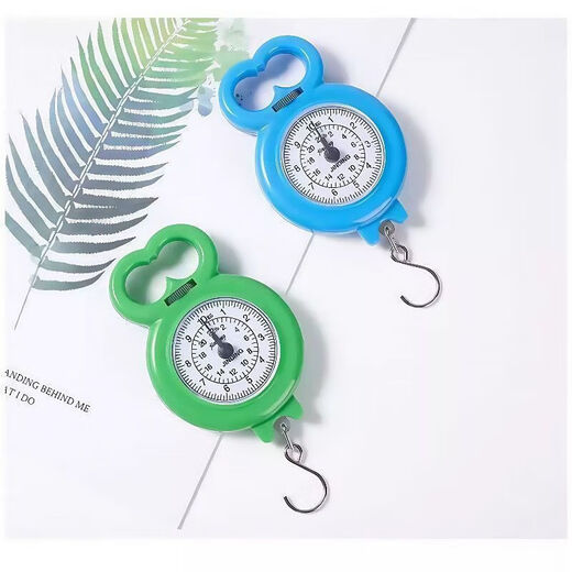 Portable scale, spring scale, fishing scale, small scale, household portable hook for grocery shopping, weighing high-precision mini luggage scale 10kg, mini portable scale - mixed colors - 1 piece