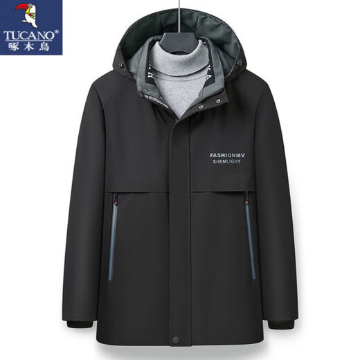 Woodpecker (TUCANO) Parker Men's Winter 2025 New Haining Mink Fur Liner Mink Fur Men's Jacket Coat Mink Fur Coat 8819-7 Black Real Fur Liner + Black Real Fur Collar 5XL