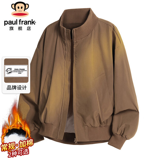 Paul Frank Jacket Men's Autumn and Winter American Flight Jacket Men's Trendy Loose Baseball Jacket Brown XL