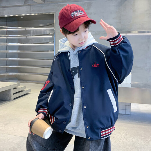 ALO YOGAalo jacket boys spring and autumn baseball uniform 2025 new medium and large children's autumn children's clothing jacket top beige BBL2526 jacket 160