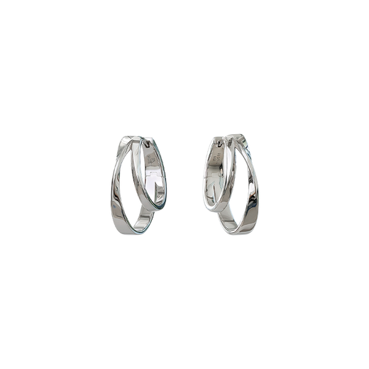 Bai Lan New on Double 11 Silk Road Double Hoop Earrings 925 Silver Women's Earrings and Earrings New Jewelry Birthday Gift for Wife Silk Road Double Hoop Earrings (Silver)