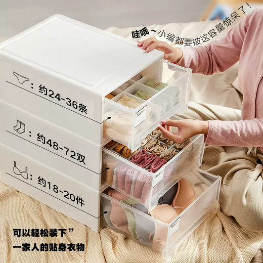 Yusenyi underwear storage box drawer-type storage box for socks and underwear storage box for household clothing compartments wardrobe artifact three-in-one transparent medium size 10 grids transparent medium size 10 grids