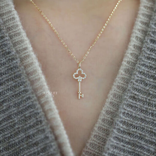 Keshan 9K gold classic versatile key pendant, exquisite inlay, simple style, simple temperament, K gold pendant gift, one pendant/necklace not included