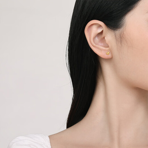Saturday Fortune Pure Gold 999 Love Gold Earrings Women's Earrings Birthday Gift Price AA096006 About 0.85g One Pair
