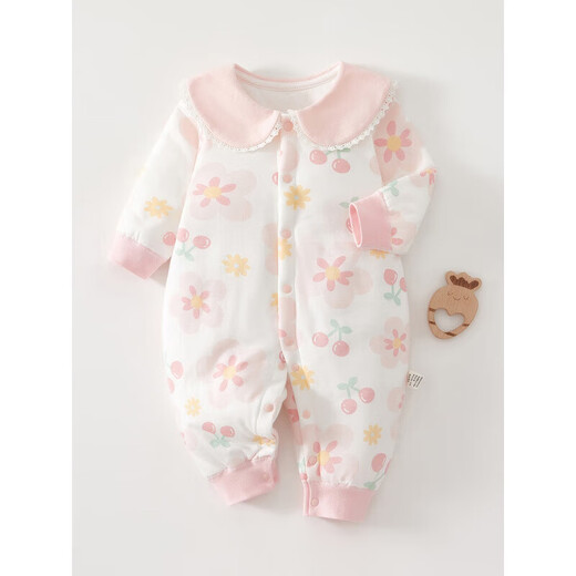 PurCotton 100% Cotton Era Shopping Mall Same Style 40g Baby Onesie Spring Autumn Winter Clothes Padded Warm Clothes for Girls Pink 59cm Recommended 5 to 12 Jin Jin is equal to about 0.5 kg