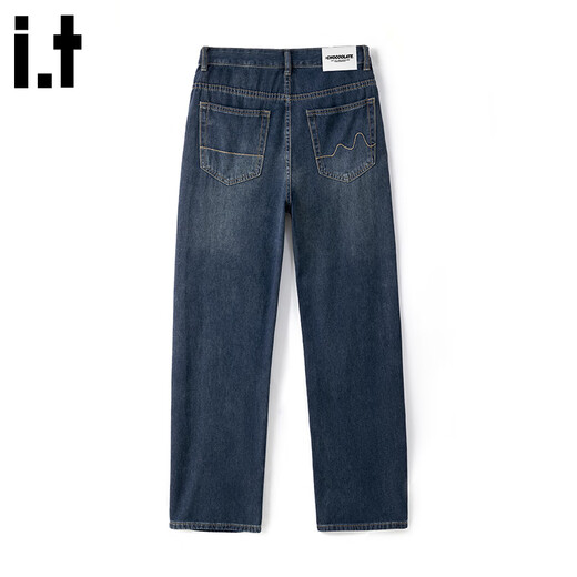 CHOCOOLATEit American retro jeans men's new winter straight loose wide-leg casual pants blue plus velvet 32