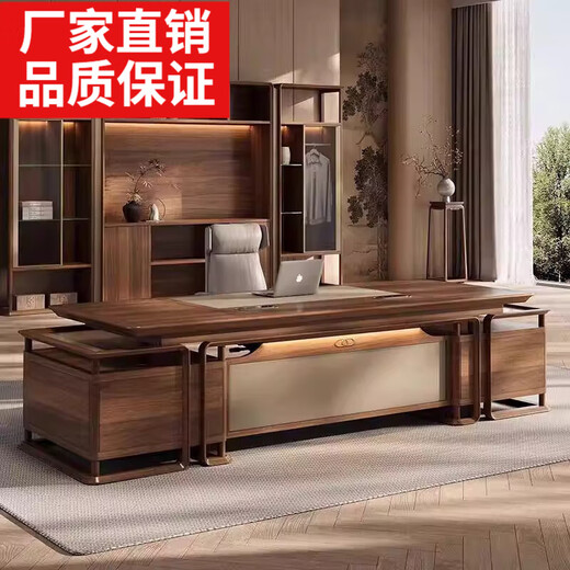 New new Chinese style solid wood desk simple modern office president desk black walnut light luxury boss desk and chair 2.0m boss desk
