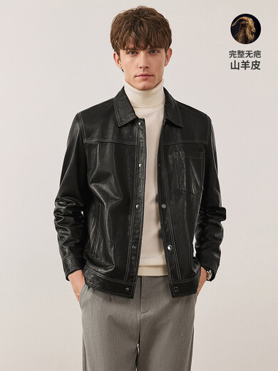 Navigare Italian dinghy black workwear leather jacket for men autumn casual leather jacket dark night black S