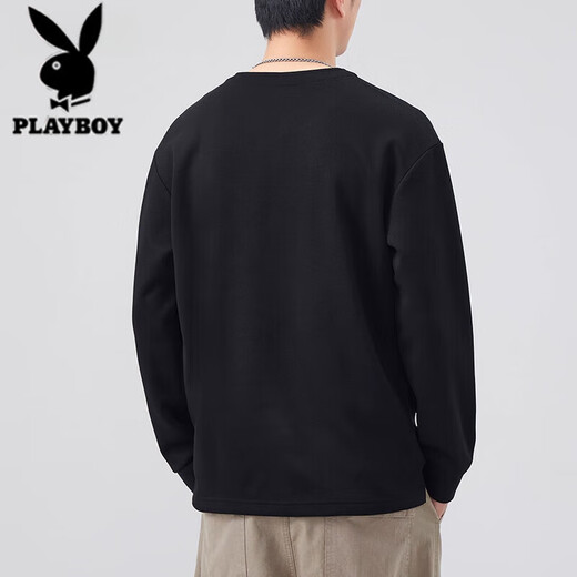 Playboy long-sleeved T-shirt men's Henry collar autumn and winter slim fit top spring and autumn sweatshirt men's inner layering shirt boys 3309 black M 90-105Jin Jin equals 0.5 kg