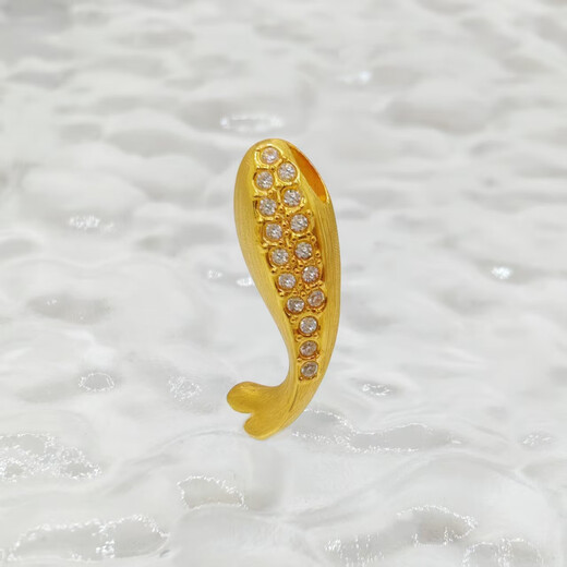 18K gold diamond koi pendant studded with diamonds, shining good luck gift for girlfriend’s birthday, yellow