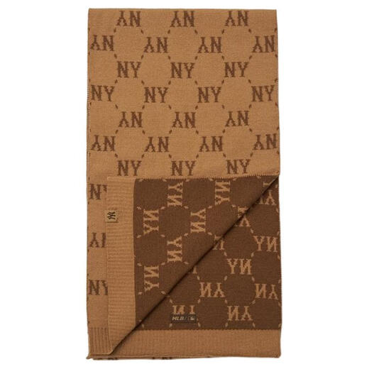 MLB letter printing nylon wool scarf, same style for men and women, couple model, brown brown F basic packaging-no box