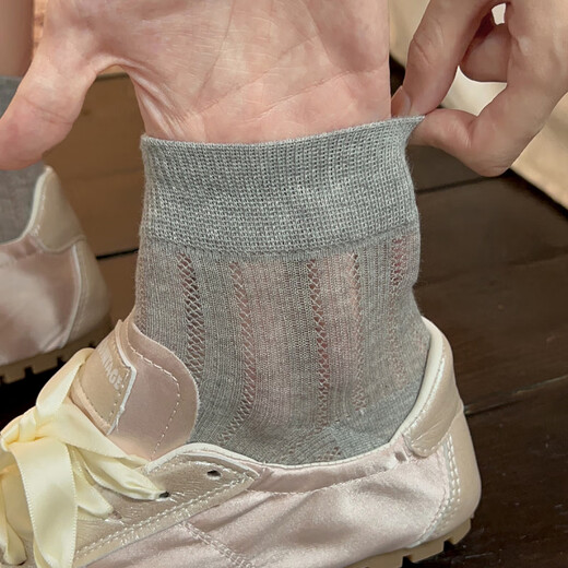 VCICTIOLIA Icelandic Summer Gray Socks Women's Socks Summer Thin Mesh Ballet Style Medium Stockings Milk White + Gray + Black One Size