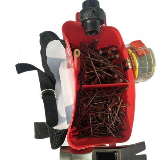 YWZR Nail Pocket Carpentry Tool Box Tool Bag Nail Pocket Thickened Clinker Nail Bucket Double Compartment Construction Worker Nail Bag Nail Box Waist Thickened Anti-Fall Upgraded Version Double Compartment Red (2 Belts)