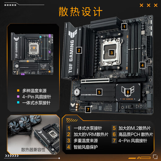 ASUS TUF GAMING B850M-PLUS II heavy gunner motherboard CPU 7800X3D/9800X3D/9600X (AMD B850/socket AM5)