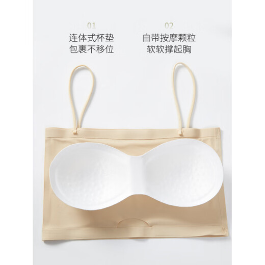 LangSha (LangSha) ice silk seamless underwear women's tube top anti-exposure suspender tops women's vests student girls chest wrap thin autumn white one-line beautiful back anti-exposure L (70-100Jin Jin equals 0.5 kg)