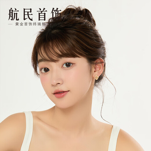 Hangmin Jewelry 18K gold earrings K original color retro palace rococo earrings XYJK0129 piece count about 1.80-1.99g