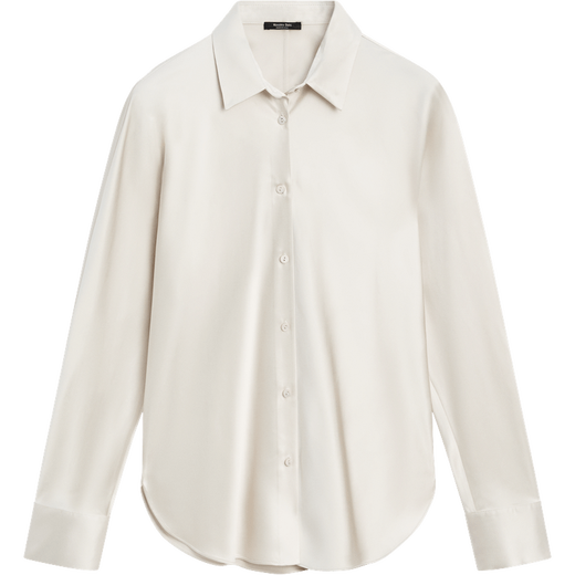 Massimo Dutti Autumn and Winter New Product 2025 Women's French Elegant Quiet Luxury Style High-Quality Bat Sleeve Satin Shirt 05152952 Silver XS (165/84A)