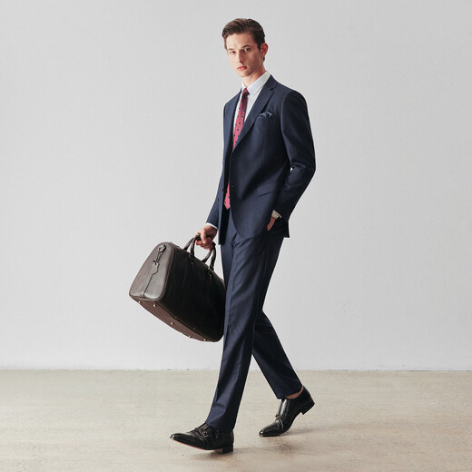 By Creations Bopin Flannel Wool Suit Men's Velvet Feel Business Professional Formal Wear Groom Wedding Suit Groomsman Suit Navy Blue Size 48 For trousers size please contact customer service for remarks