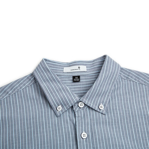 Dances with Wolves, comfortable pure cotton, autumn and winter fashionable striped versatile casual men's long-sleeved shirt 009 blue gray 170