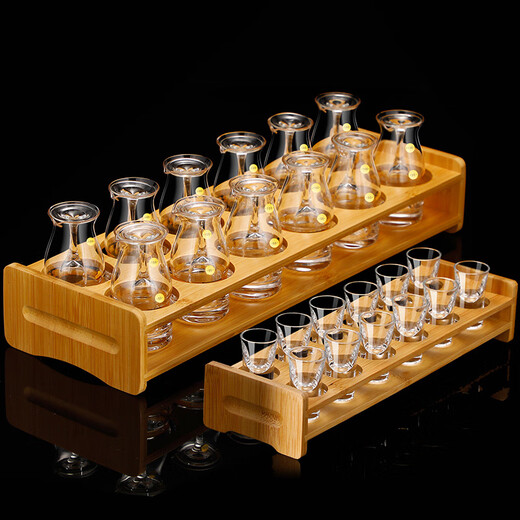 WCZ German high-end 12 white wine glasses, wine divider, cup holder storage set, crystal glass goblets, small wine glasses for home use (12 pots, 12 cups single holder) 100ml gold pot with handle + crystal stem