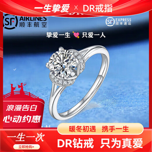 DR One Carat Moissanite Diamond Ring for Women Ring for Girlfriend Valentine’s Day Birthday Gift Niche Couple Gift 50 Points Moissanite Diamond Ring/D Grade Contact Customer Service and Note the Number of Circles