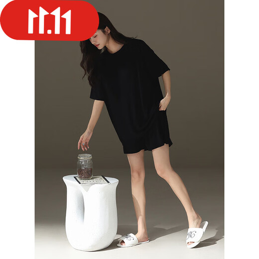 都市丽人【凉感】莫代尔情侣睡衣女夏季无袖背心男士宽松青少年家居服套装 女款-M5218_短袖短裤 2XL