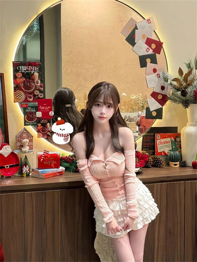 Korean gentle one-shoulder pink knitwear for women in fall and winter, slim-fitting pure lust style short tube top off-shoulder top for women in autumn and winter S